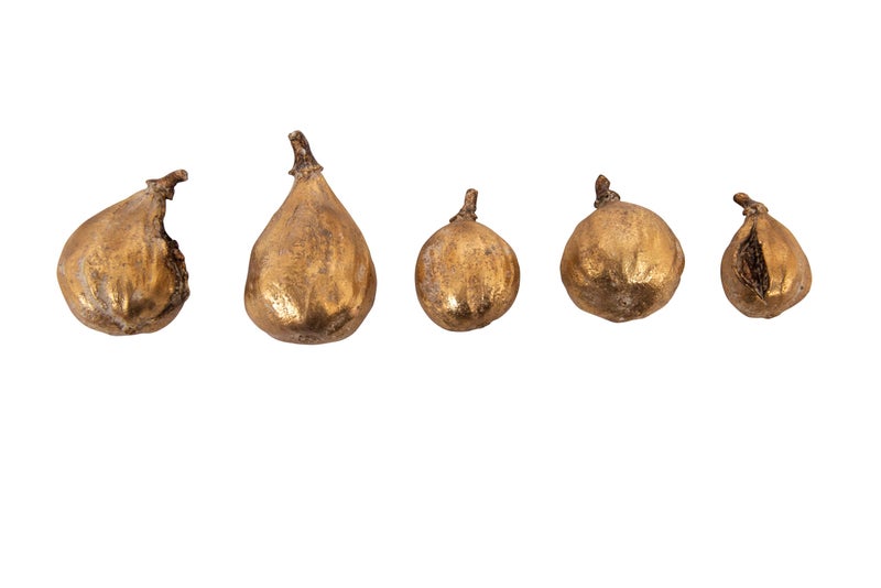 Creative Co-Op Resin Figs with Gold Finish (Set of 5 Pieces) - Image 1